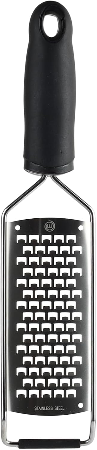 Lemon Zester Grater Micro Planing Tool for Zesting Citrus Fruits, Kitchen Gadget for Finely Grating Garlic, Ginger, Nutmeg, Parmesan Cheese, Chocolate and More, Stainless Steel, Black