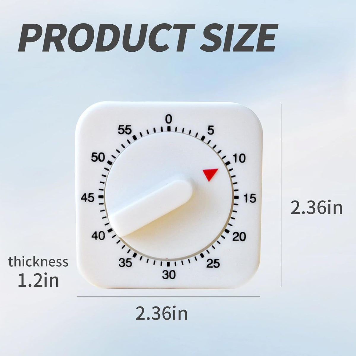 Square 60 Minute Mechanical Timer - Visual Cooking Timer with Loud Alarm - No Batteries Required - Ideal for Cooking, Baking, and Kitchen Management - White