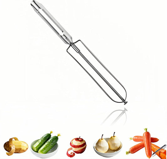 Professional Stainless Steel Vegetable Peeler - Old-School Rotary Blade for Potatoes, Carrots & Apples | Ergonomic Handle, Eye Remover | Commercial-Grade Kitchen Tool for Home & Restaurant Use