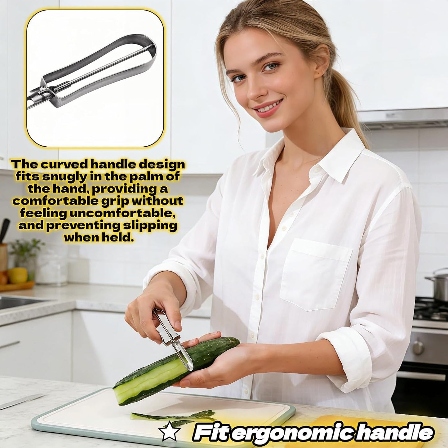 Professional Stainless Steel Vegetable Peeler - Old-School Rotary Blade for Potatoes, Carrots & Apples | Ergonomic Handle, Eye Remover | Commercial-Grade Kitchen Tool for Home & Restaurant Use