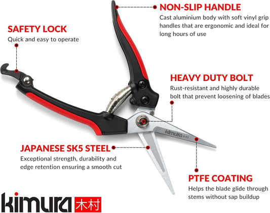 ® 8" Pro Pruning Scissors, Premium Japanese SK5 Hi-Carbon Steel Blades, Non-Slip Vinyl Coated Handles, Lightweight & Ergonomic, Multi-Tasking Pruning Shears, Garden Snips, Precision Clippers