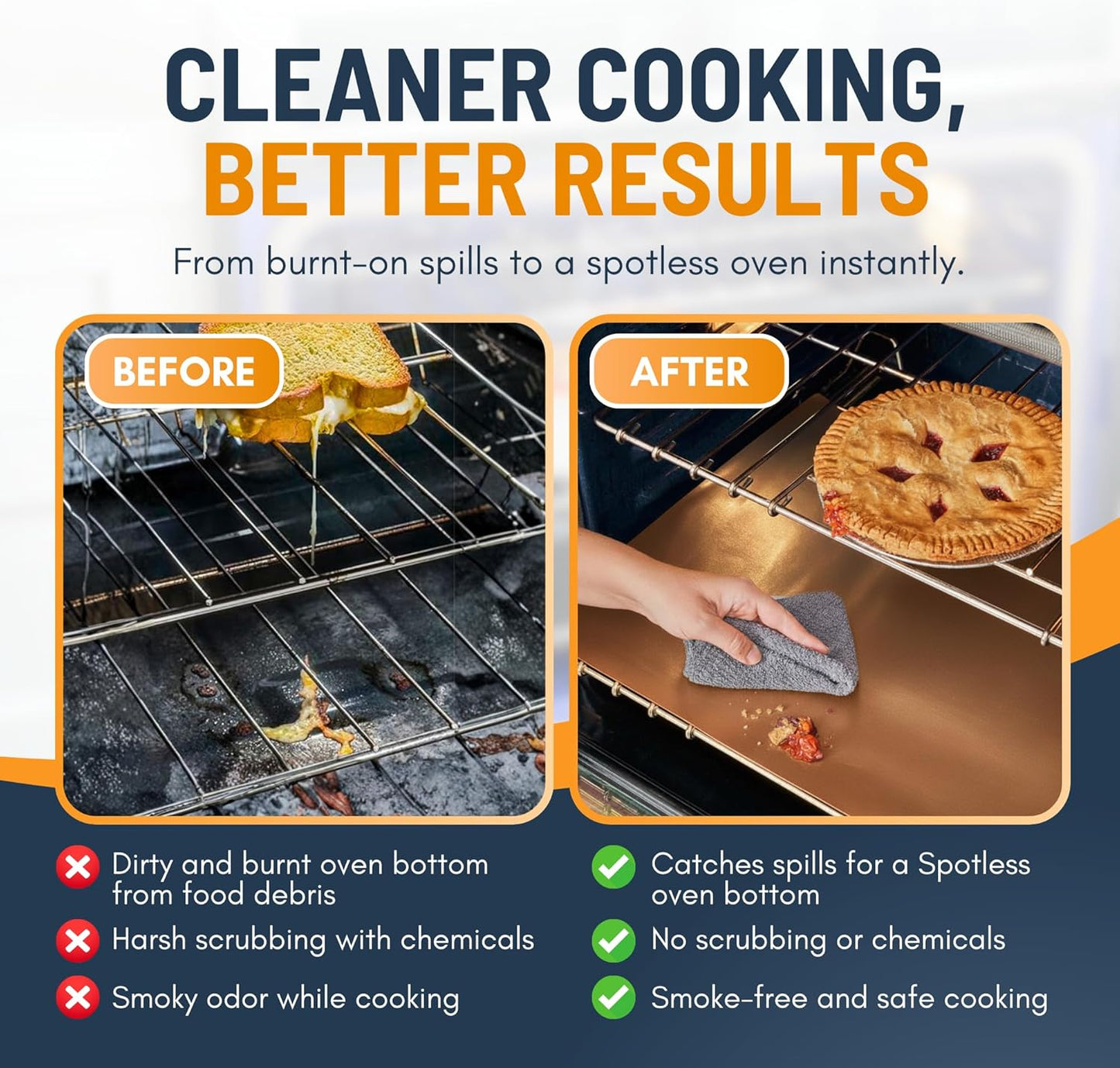 Oven Liners for Bottom of Oven - 2 Pack Large Heavy Duty Mats, 17”x25” Non-Stick Reusable Liner for Electric, Gas, Toaster Ovens, Grills - BPA & PFOA Free Kitchen Accessory to Keep Oven Clean (Black)