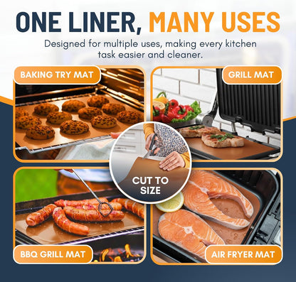 Oven Liners for Bottom of Oven - 2 Pack Large Heavy Duty Mats, 17”x25” Non-Stick Reusable Liner for Electric, Gas, Toaster Ovens, Grills - BPA & PFOA Free Kitchen Accessory to Keep Oven Clean (Black)