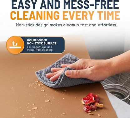 Oven Liners for Bottom of Oven - 2 Pack Large Heavy Duty Mats, 17”x25” Non-Stick Reusable Liner for Electric, Gas, Toaster Ovens, Grills - BPA & PFOA Free Kitchen Accessory to Keep Oven Clean (Black)