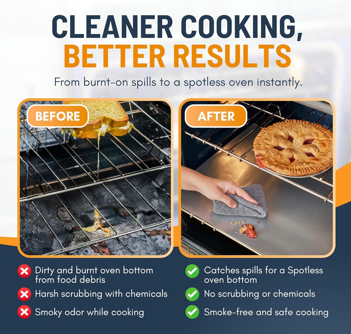 Oven Liners for Bottom of Oven - 2 Pack Large Heavy Duty Mats, 17”x25” Non-Stick Reusable Liner for Electric, Gas, Toaster Ovens, Grills - BPA & PFOA Free Kitchen Accessory to Keep Oven Clean (Black)