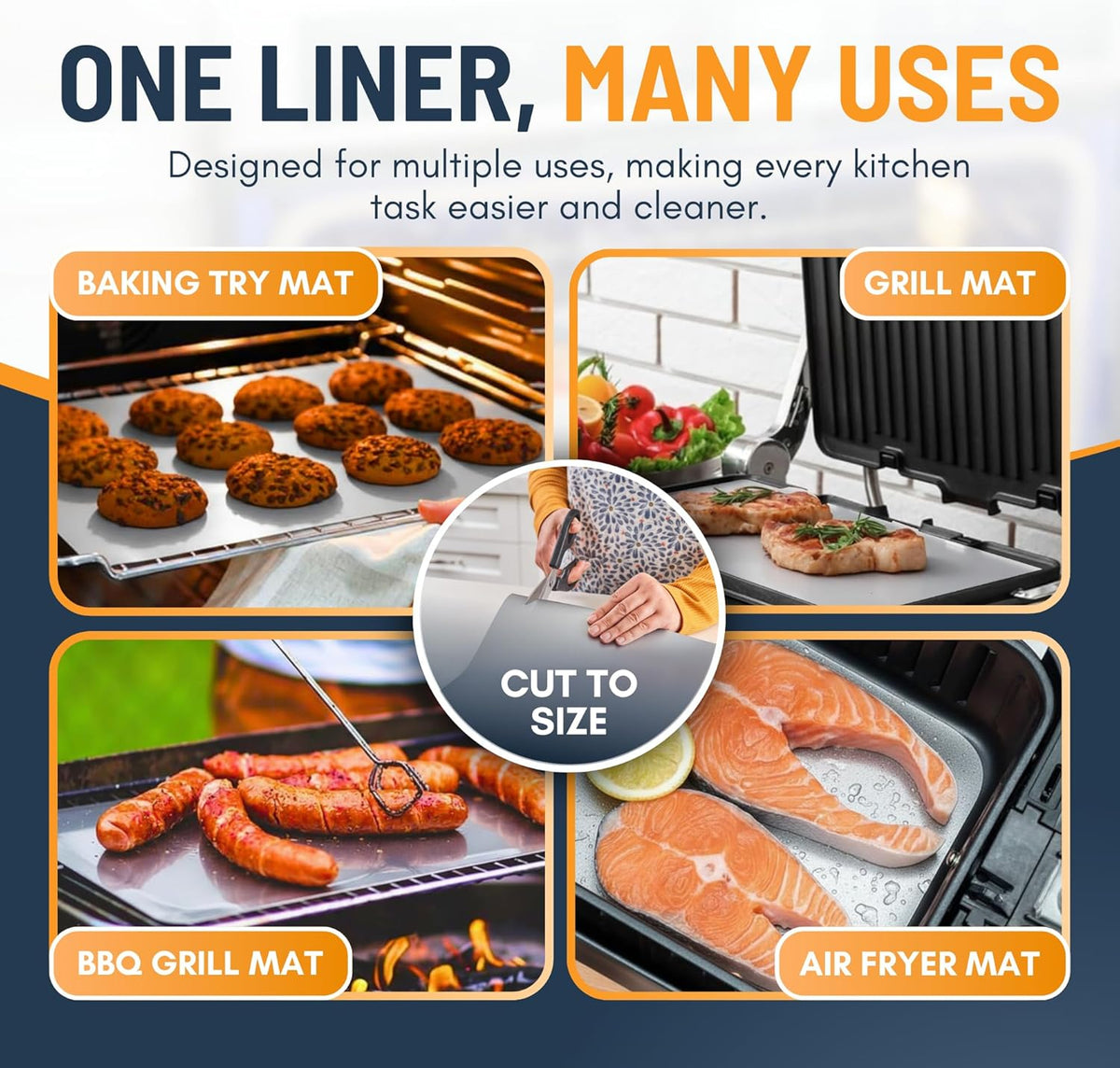 Oven Liners for Bottom of Oven - 2 Pack Large Heavy Duty Mats, 17”x25” Non-Stick Reusable Liner for Electric, Gas, Toaster Ovens, Grills - BPA & PFOA Free Kitchen Accessory to Keep Oven Clean (Black)