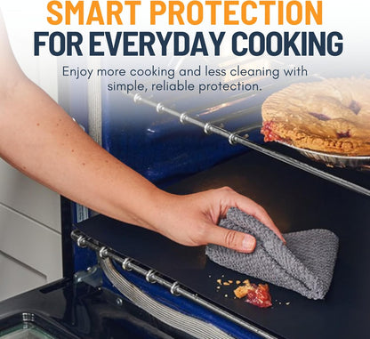 Oven Liners for Bottom of Oven - 2 Pack Large Heavy Duty Mats, 17”x25” Non-Stick Reusable Liner for Electric, Gas, Toaster Ovens, Grills - BPA & PFOA Free Kitchen Accessory to Keep Oven Clean (Black)