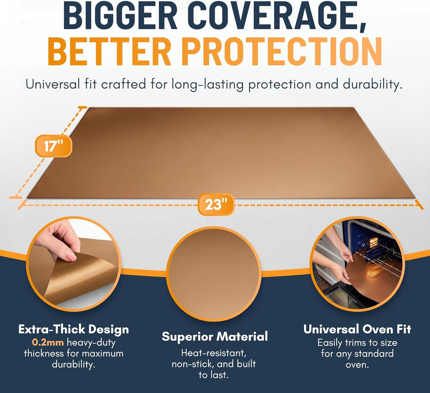 Oven Liners for Bottom of Oven - 2 Pack Large Heavy Duty Mats, 17”x25” Non-Stick Reusable Liner for Electric, Gas, Toaster Ovens, Grills - BPA & PFOA Free Kitchen Accessory to Keep Oven Clean (Black)