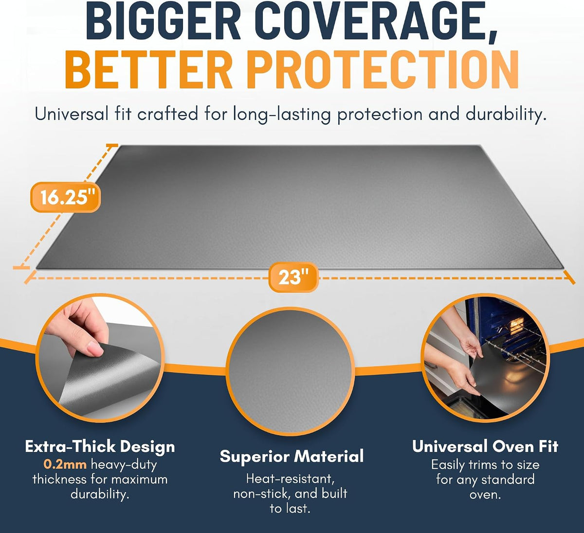Oven Liners for Bottom of Oven - 2 Pack Large Heavy Duty Mats, 17”x25” Non-Stick Reusable Liner for Electric, Gas, Toaster Ovens, Grills - BPA & PFOA Free Kitchen Accessory to Keep Oven Clean (Black)