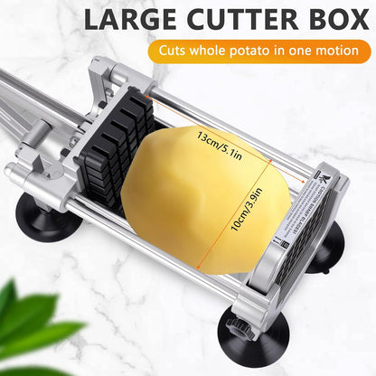 French Fry Cutter, Heavy Duty Potato Slice, Stainless Steel Blades with 1/2 Inch, 3/8 Inch and 1/4 Inch Blades for Whole Potatoes Carrots Cucumbers Carrot,Yam