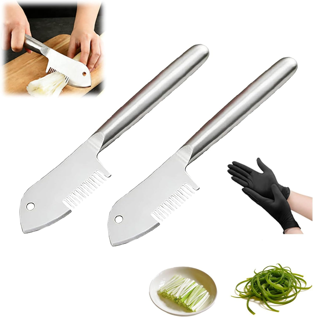 Newly Upgraded Stainless Steel Multi-purpose Julienne Peeler, Handheld Vegetable Shredding Tool, Vegetable Peeler Julienne Slicer for Making Shredded Scallions Cucumber (2pcs)