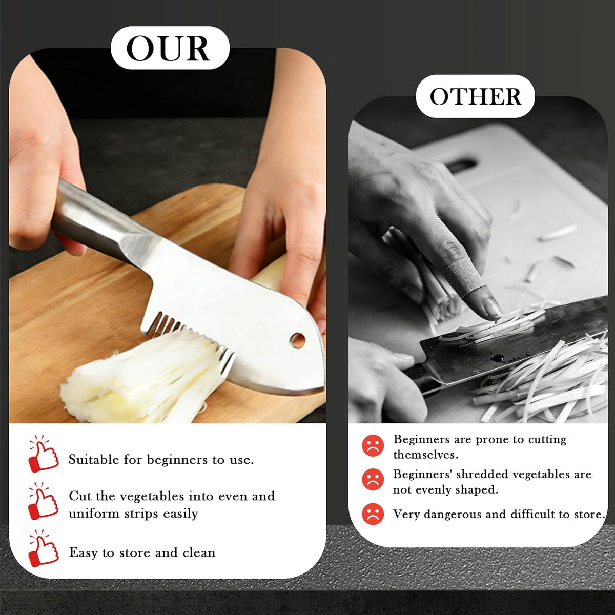 Newly Upgraded Stainless Steel Multi-purpose Julienne Peeler, Handheld Vegetable Shredding Tool, Vegetable Peeler Julienne Slicer for Making Shredded Scallions Cucumber (2pcs)