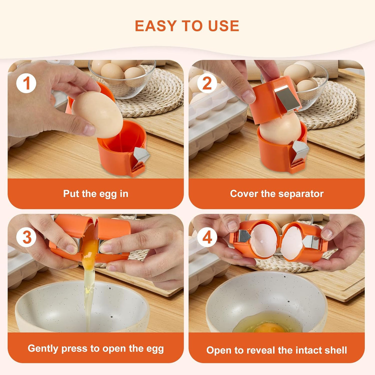 Egg Shell Opener, 2025 Upgraded Stainless Steel Egg Cracker Tool, Egg Topper Cutter Tool, Ideal for Raw Eggs, Handheld, Convenient for Home & Camping, Kitchen Gadgets (Yellow)
