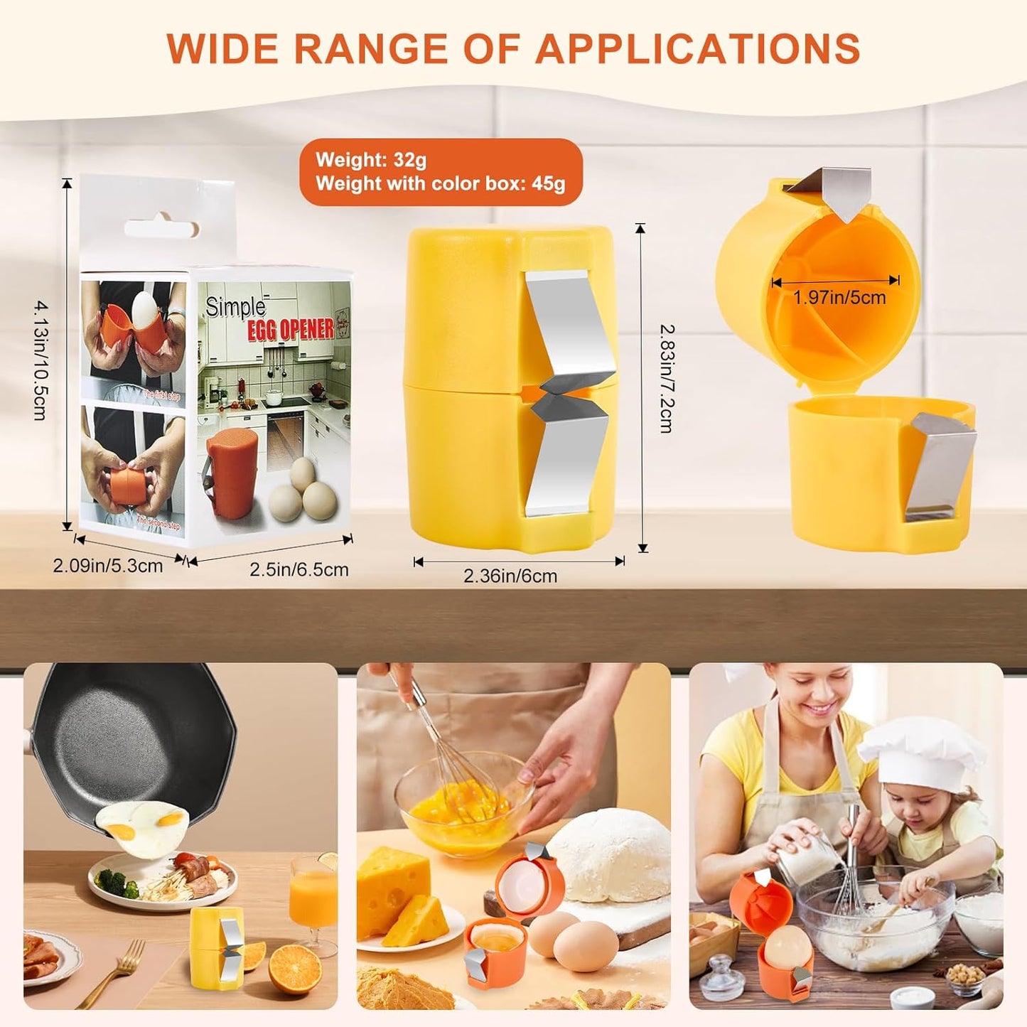 Egg Shell Opener, 2025 Upgraded Stainless Steel Egg Cracker Tool, Egg Topper Cutter Tool, Ideal for Raw Eggs, Handheld, Convenient for Home & Camping, Kitchen Gadgets (Yellow)