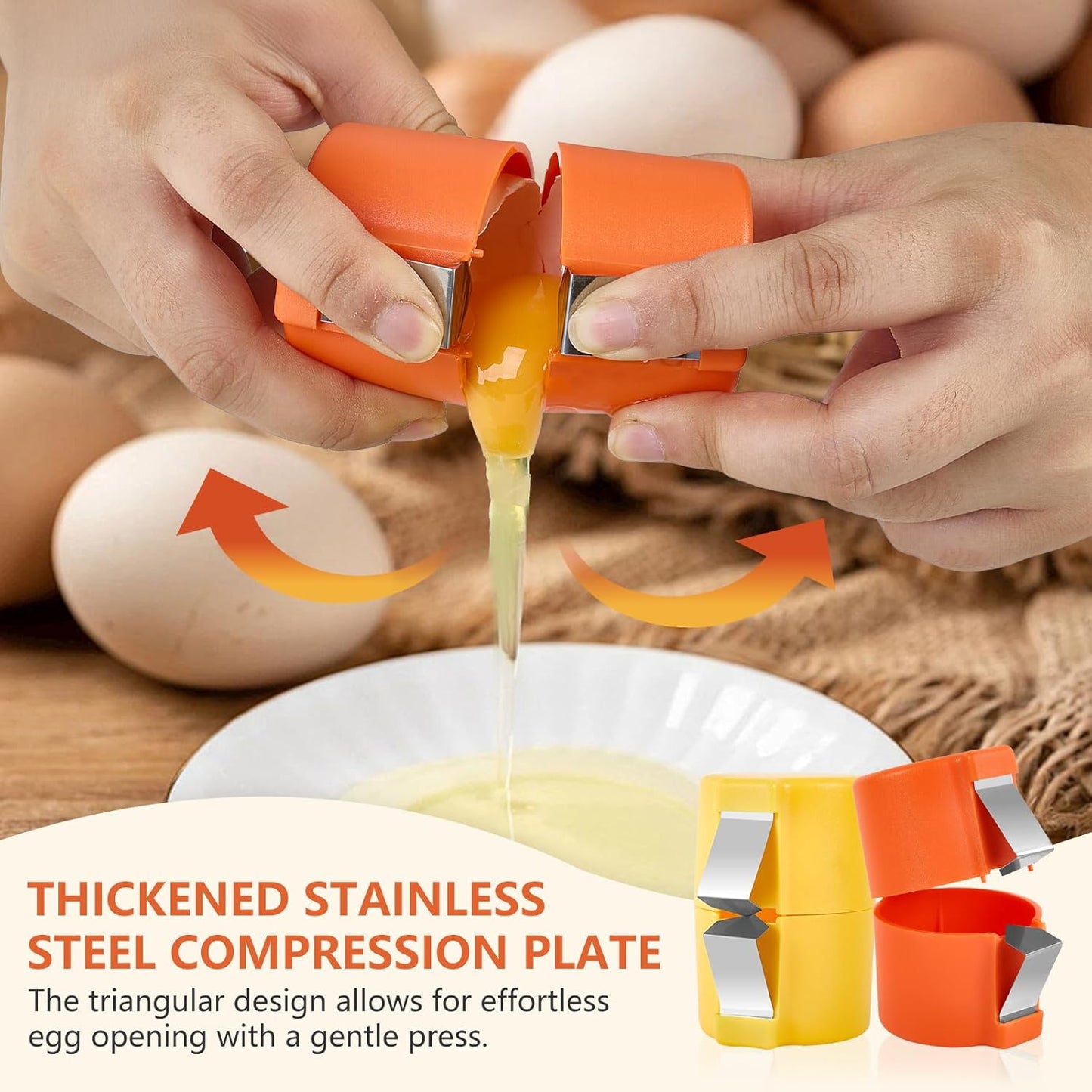 Egg Shell Opener, 2025 Upgraded Stainless Steel Egg Cracker Tool, Egg Topper Cutter Tool, Ideal for Raw Eggs, Handheld, Convenient for Home & Camping, Kitchen Gadgets (Yellow)