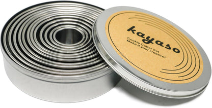 Round Cutters in Graduated Sizes, 304 Stainless Steel, 12 Pc Set (Plain Edge)