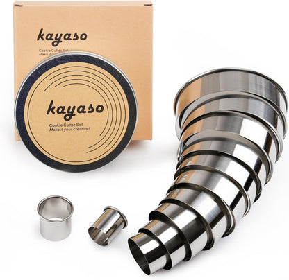 Round Cutters in Graduated Sizes, 304 Stainless Steel, 12 Pc Set (Plain Edge)