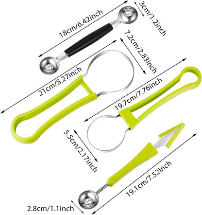 2 Pcs Melon Baller Scoop Set 4 in 1 Stainless Steel Fruit Scooper