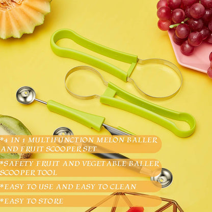 2 Pcs Melon Baller Scoop Set 4 in 1 Stainless Steel Fruit Scooper
