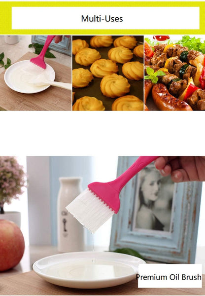 7.50" Length, Bristle 2" Width x 1.5" Height, Plastic Handle Pastry Brush with Nylon Bristles, Green