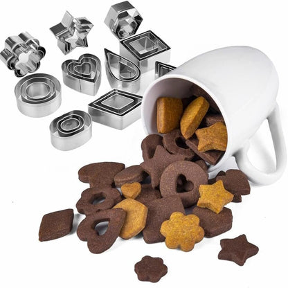 30Pcs Mini Cookie Cutter Set with Box, 3 Sizes Per Shape | Stainless Steel, Tiny Polymer Clay Cutters, Small Geometric Biscuit Mold Set, Safe for Kids