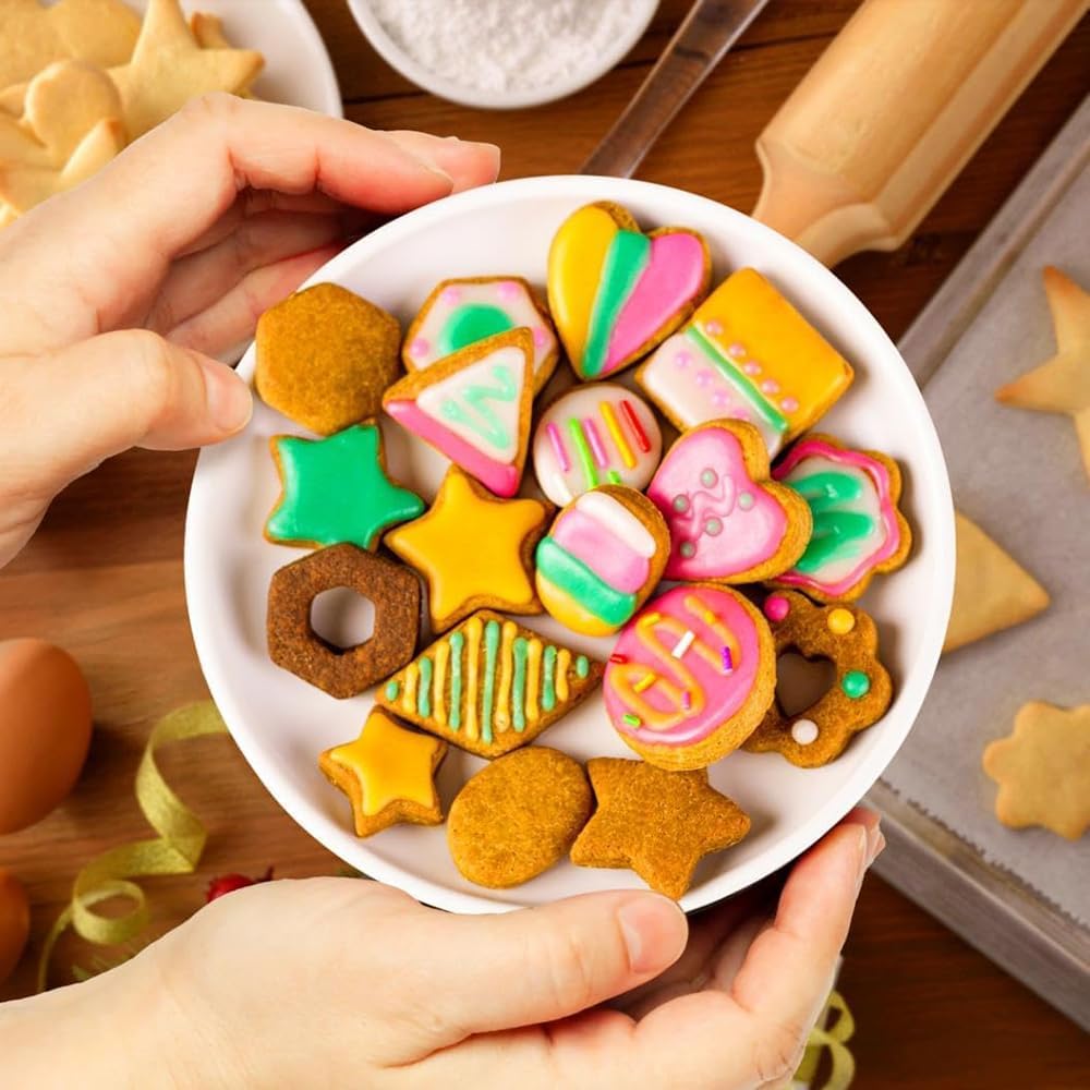 30Pcs Mini Cookie Cutter Set with Box, 3 Sizes Per Shape | Stainless Steel, Tiny Polymer Clay Cutters, Small Geometric Biscuit Mold Set, Safe for Kids