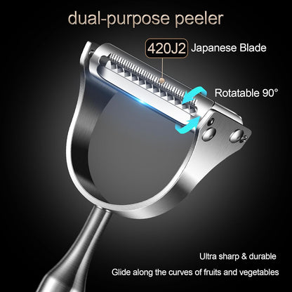 2 in1Julienne Vegetable Peeler,Stainless Steel Silver | julienne shredder tool peels and slices into julienne strips; non-slip handle, suitable for both right- and left-handed users