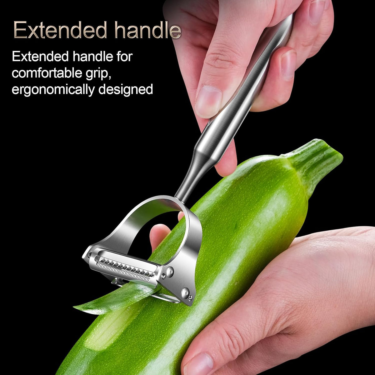 2 in1Julienne Vegetable Peeler,Stainless Steel Silver | julienne shredder tool peels and slices into julienne strips; non-slip handle, suitable for both right- and left-handed users