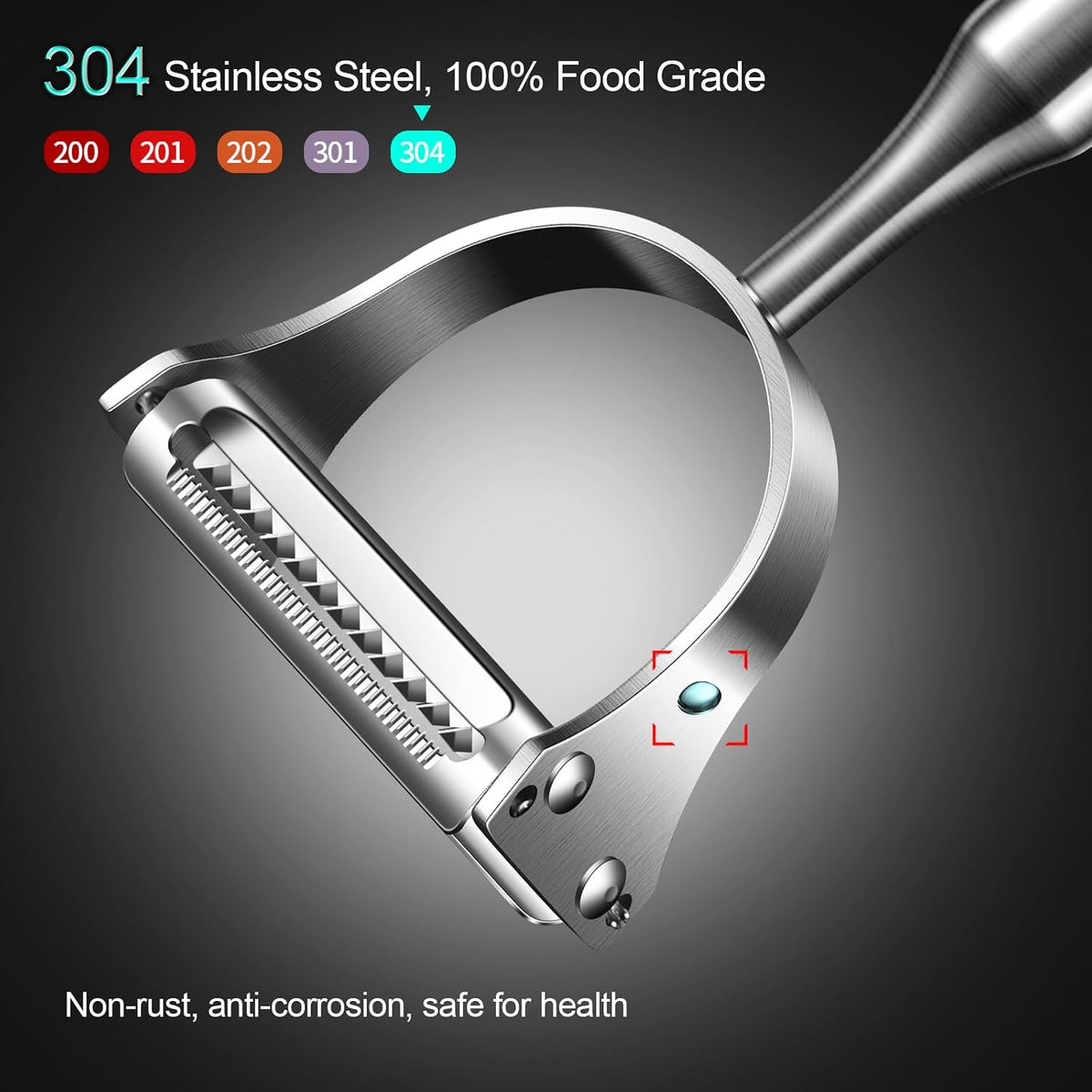 2 in1Julienne Vegetable Peeler,Stainless Steel Silver | julienne shredder tool peels and slices into julienne strips; non-slip handle, suitable for both right- and left-handed users