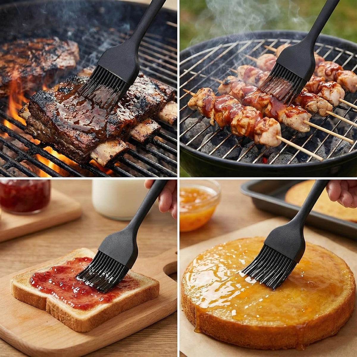 4PCS Silicone Pastry Brushes, Heat Resistant Oil Baking Brushes