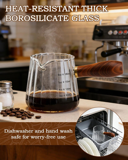 6oz Espresso Cups, V-Spout Espresso Shot Cups, Ribbed Milk Frothing Pitcher