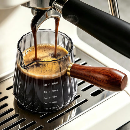 6oz Espresso Cups, V-Spout Espresso Shot Cups, Ribbed Milk Frothing Pitcher