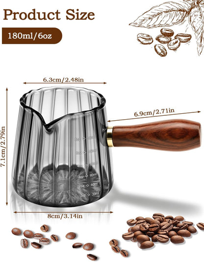 6oz Espresso Cups, V-Spout Espresso Shot Cups, Ribbed Milk Frothing Pitcher