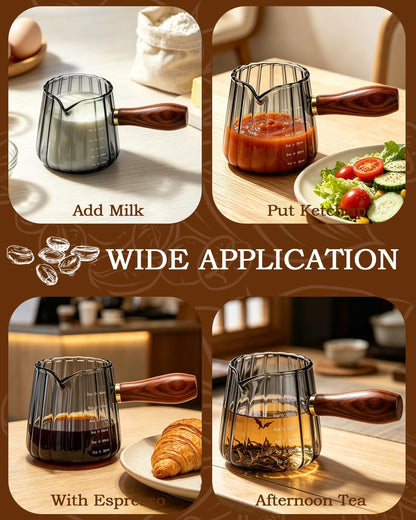6oz Espresso Cups, V-Spout Espresso Shot Cups, Ribbed Milk Frothing Pitcher