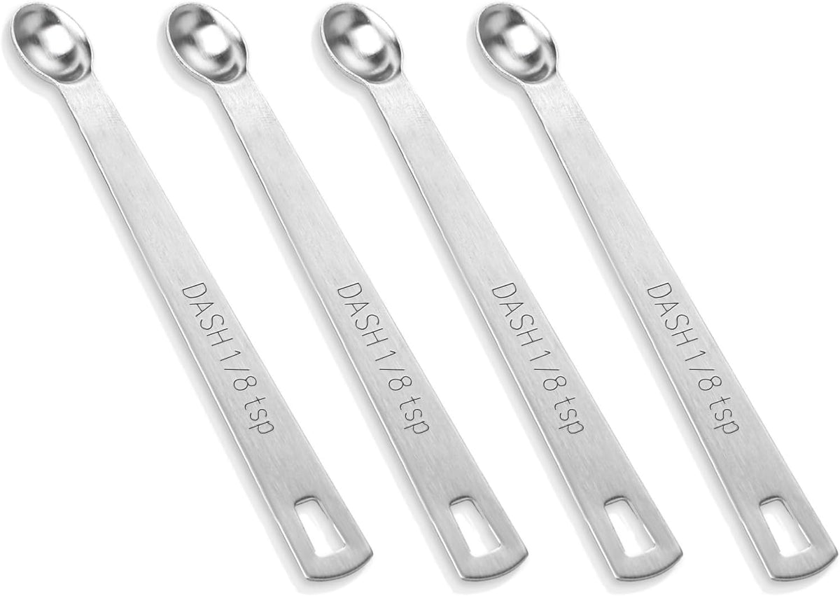 4 PCS 1/4 Teaspoon (1/4 Tsp | 1.25 mL | 1.25 cc) Single Measuring Spoon, Stainless Steel 1/4 Tsp Small Measuring Spoon Mini Measuring Spoons