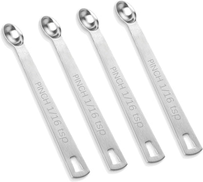 4 PCS 1/4 Teaspoon (1/4 Tsp | 1.25 mL | 1.25 cc) Single Measuring Spoon, Stainless Steel 1/4 Tsp Small Measuring Spoon Mini Measuring Spoons