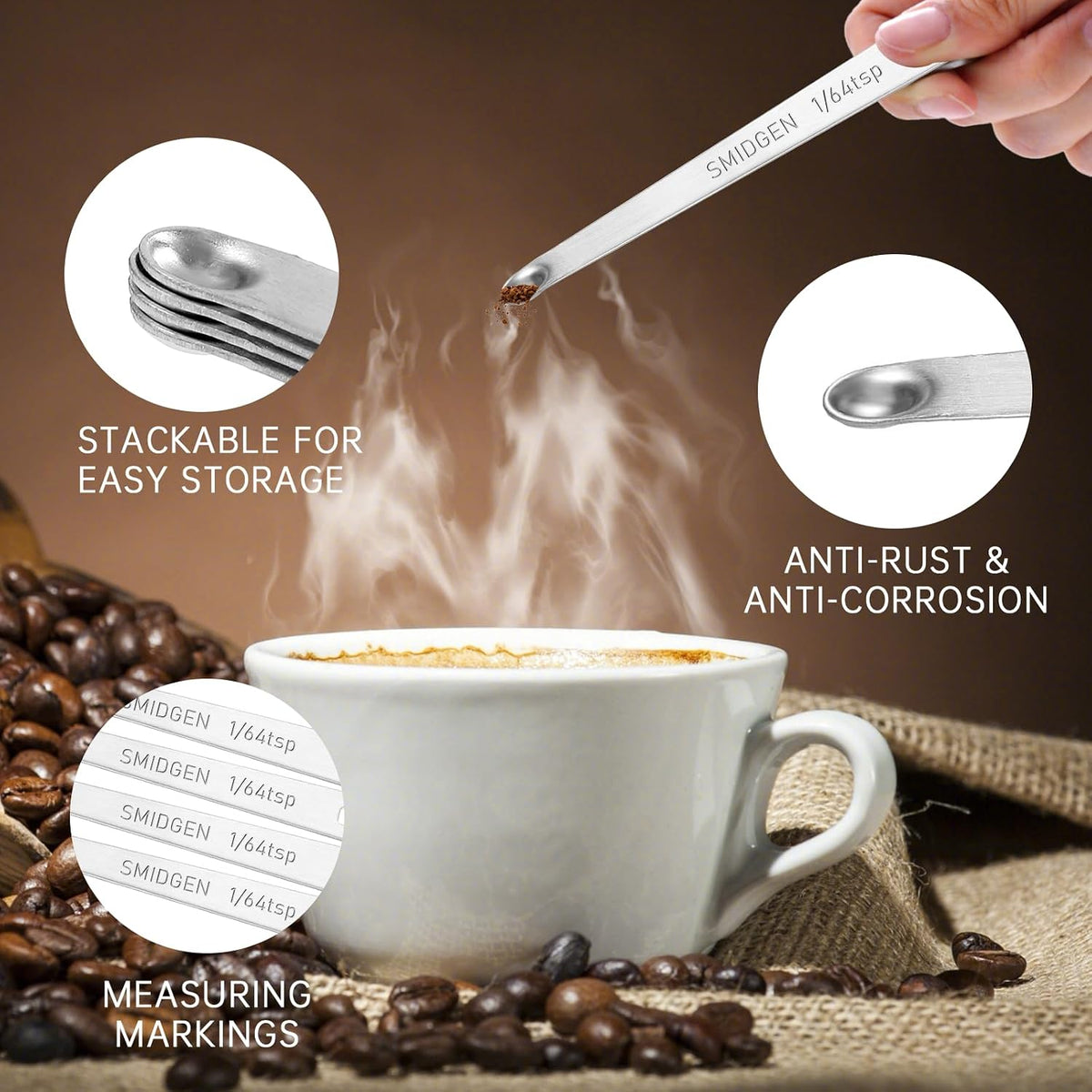 4 PCS 1/4 Teaspoon (1/4 Tsp | 1.25 mL | 1.25 cc) Single Measuring Spoon, Stainless Steel 1/4 Tsp Small Measuring Spoon Mini Measuring Spoons