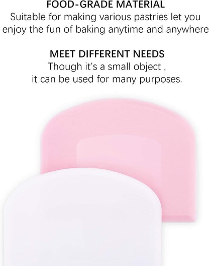 2 Pieces 12 x 9.5 cm Pastry Horn – Plastic Dough Scraper for Kitchen, Pastry, Pancakes (Pink, White)