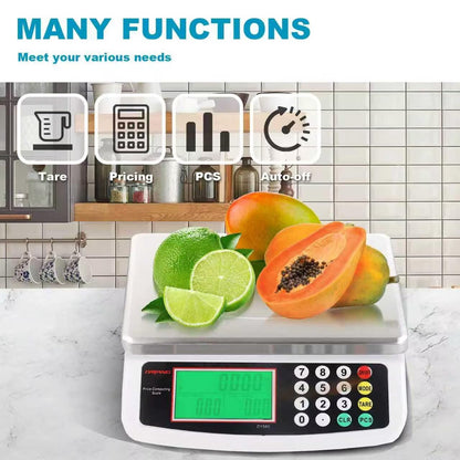 Large Digital Kitchen Scale 30KG Commercial Food Scale 66LB for Baking Bread Meat Stainless Steel Price Computing Scale LCD Display,Prep Counting Scale for Parts and Coins Adapter Included (Blue)