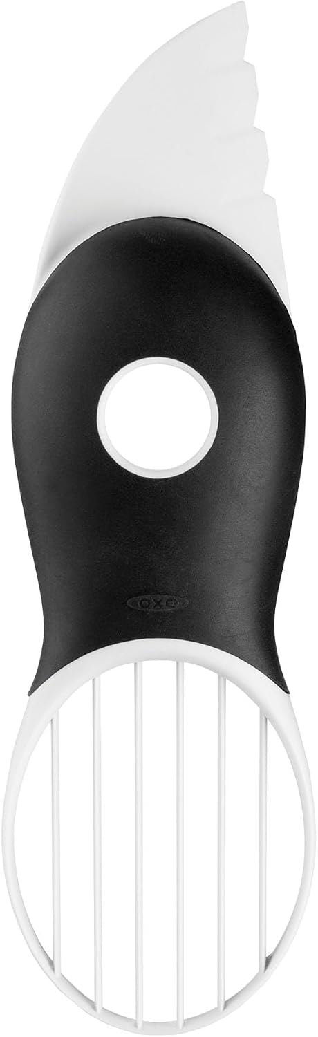 Good Grips 3-in-1 Avocado Slicer, White | Removes pits cleanly and slices effortlessly to speed up food prep, perfect for high-volume commercial catering kitchens.