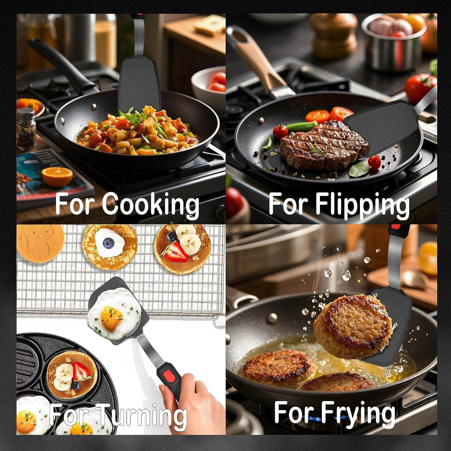 Mixed 5 Piece Silicone Spatula Set, 600F Heat-Resistant No-Melt Rubber Spatula Handle and Blade - Kitchen Cooking Utensils for Nonstick Cookware, Spatula Turner for Egg,Pancake,Burger- Dishwasher Safe