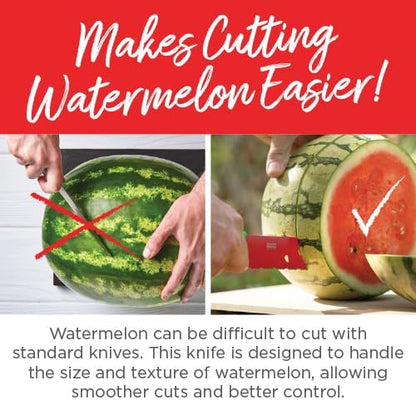 Watermelon Knife, Serrated Fruit Slicer for Watermelon and Large Fruit, Long Blade for Clean Slicing, Easy Cutting Tool