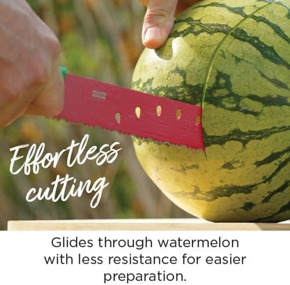 Watermelon Knife, Serrated Fruit Slicer for Watermelon and Large Fruit, Long Blade for Clean Slicing, Easy Cutting Tool