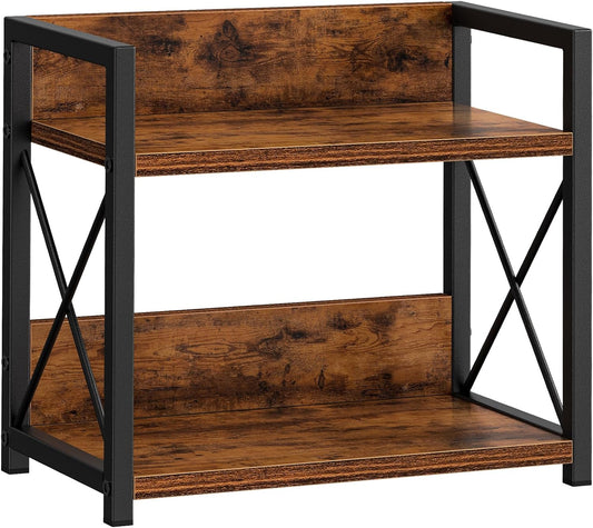 Countertop Shelf Organizer, 2 Tier Kitchen Spice Rack for Countertop, Wood Coffee Counter Shelf Organizer for Home (Brown, S)