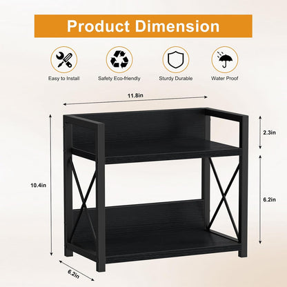 Countertop Shelf Organizer, 2 Tier Kitchen Spice Rack for Countertop, Wood Coffee Counter Shelf Organizer for Home (Brown, S)