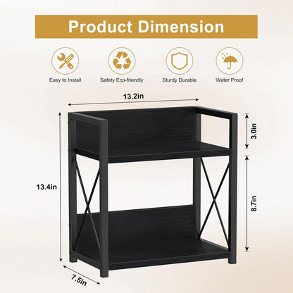 Countertop Shelf Organizer, 2 Tier Kitchen Spice Rack for Countertop, Wood Coffee Counter Shelf Organizer for Home (Brown, S)