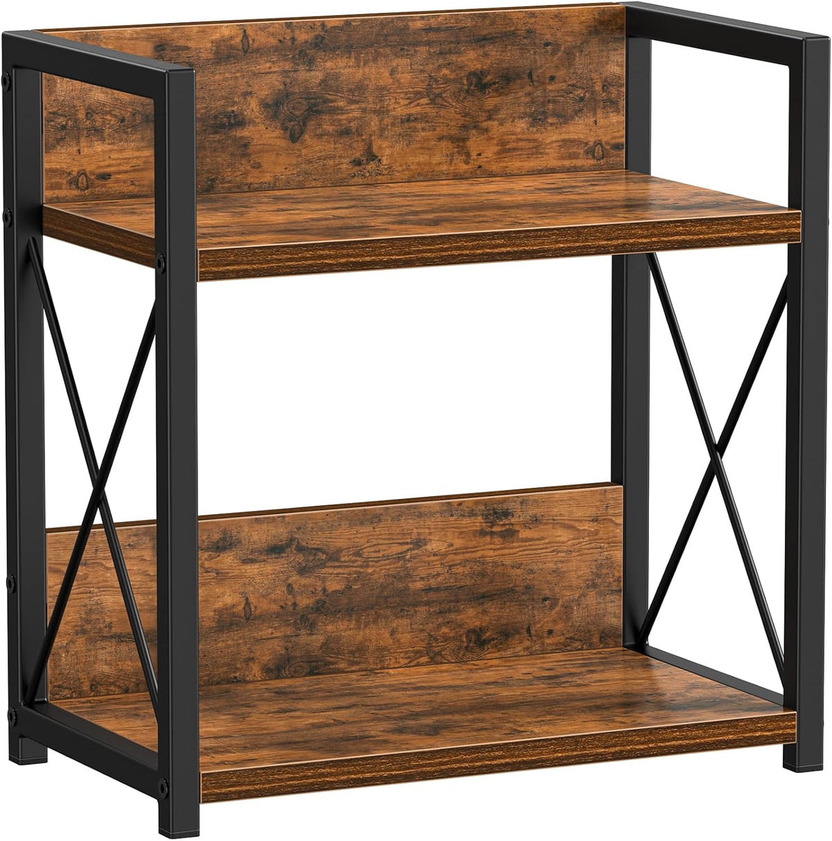 Countertop Shelf Organizer, 2 Tier Kitchen Spice Rack for Countertop, Wood Coffee Counter Shelf Organizer for Home (Brown, S)
