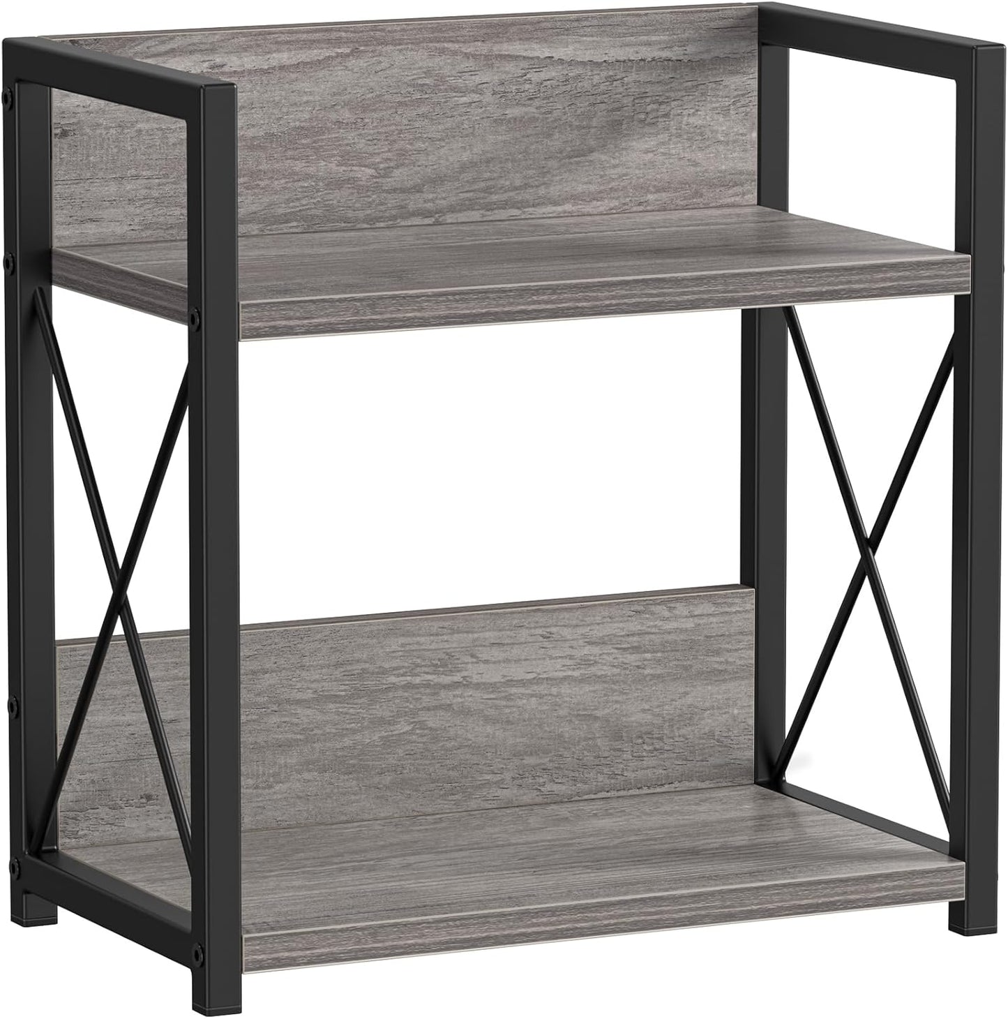 Countertop Shelf Organizer, 2 Tier Kitchen Spice Rack for Countertop, Wood Coffee Counter Shelf Organizer for Home (Brown, S)