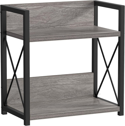 Countertop Shelf Organizer, 2 Tier Kitchen Spice Rack for Countertop, Wood Coffee Counter Shelf Organizer for Home (Brown, S)