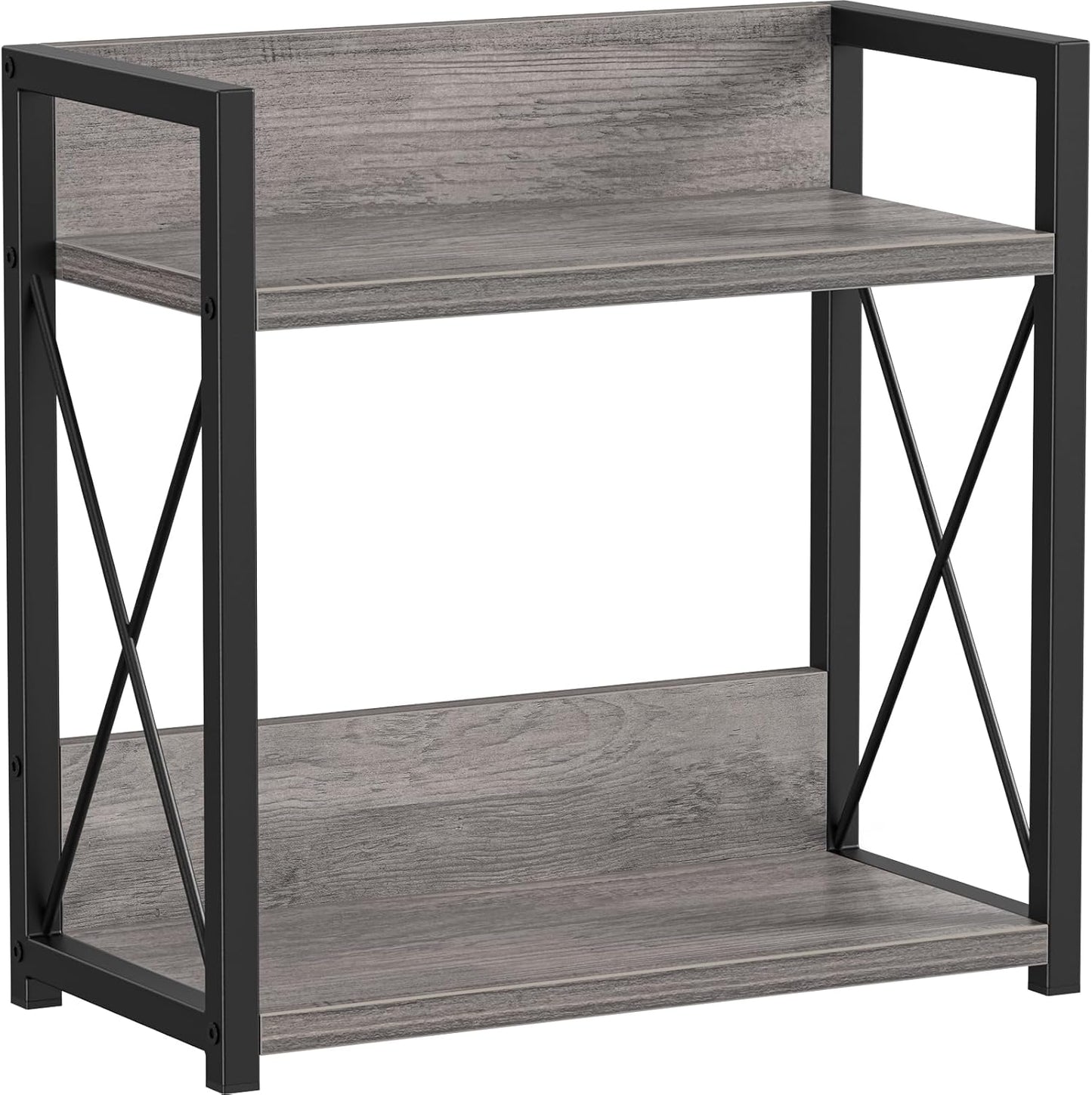 Countertop Shelf Organizer, 2 Tier Kitchen Spice Rack for Countertop, Wood Coffee Counter Shelf Organizer for Home (Brown, S)